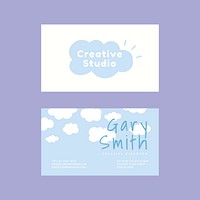 Name card template psd in clouds and blue sky pattern