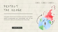 Environment blog banner template psd with protect the ozone text in watercolor