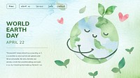 Editable environment presentation template psd with world environment day text in watercolor