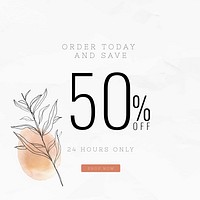 Sale template vector online shopping advertisement with text 50% discount