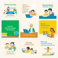 Online learning editable template psd education collection