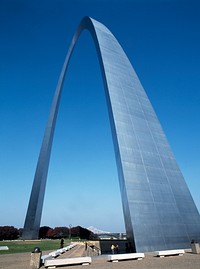 Close-up view of the Gateway Arch, the symbolic gateway to the West (although there's a great deal of Midwest to go before the West is reached) and the centerpiece of the Jefferson National Expansion Memorial.