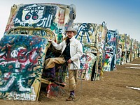 Cowboy at the Funky Cadillac Ranch, U.S. Route 66, Amarillo