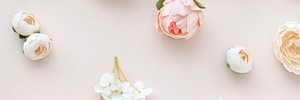 Pastel flowers on pink  background