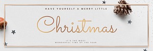 Christmas greeting card banner vector pine cone pattern