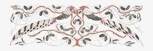 Vintage pheasants vector on botanical background, remixed from artworks by Gerrit Willem Dijsselhof