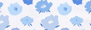 Flower pattern blue botanical banner