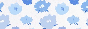 Blue floral pattern banner vector hand drawn