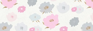 Flower pattern pink and gray botanical banner
