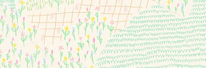 Summer flower field psd background monoline sketch email header