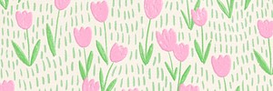 Pink tulip field vector background line art email header