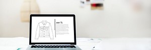 Laptop with a jacket design plan website banner template