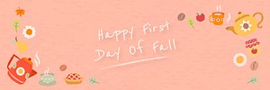 Happy first day of fall peach pink banner template vector