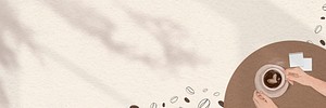 Cute brown border psd with coffee beans shadow banner