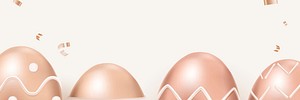 Easter eggs 3D border vector in rose gold on beige celebration background