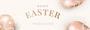 Happy Easter editable template vector with eggs and greetings holidays celebration social banner