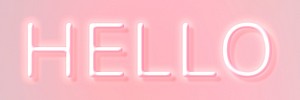 Glowing pink hello neon typography