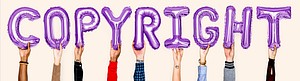 Purple balloon letters forming the word copyright<br />