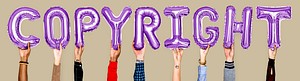 Purple balloon letters forming the word copyright<br />