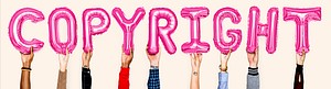 Pink balloon letters forming the word copyright<br />