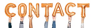 Orange balloon letters forming the word contact<br />