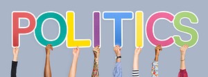 Colorful letters forming the word politics