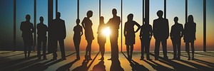 Confident Silhouette Of Business People Team Concept