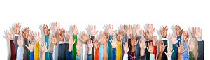 Group of Hands Raised and Background