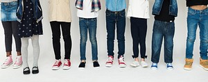 Group of Schoolers Standing on White Background