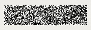 <a href="https://www.rawpixel.com/search/william%20morris?sort=curated&amp;page=1">William Morris</a>&#39;s Love is Enough&ndash;Upright Border or Sidepiece with entwined Foliage and Flowers (1872) famous artwork. Original from The Birmingham Museum. Digitally enhanced by rawpixel.