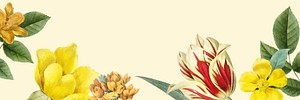 Yellow spring flowers decorated banner design element