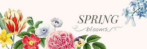 Colorful spring blooms decorated banner