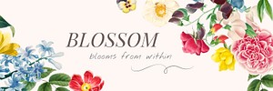 Blooms from within flower decorated banner