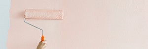 Pastel pink paint on a wall website banner template
