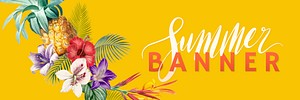 Tropical yellow banner with design space vector