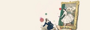 Vintage advertisement for a ballet &quot;Des Malers Traumbild&quot; featuring Fanny El&szlig;ler during coronavirus outbreak illustration