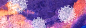 Coronavirus under a microscope on a purple background illustration