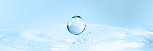 Clear water drop on water blue background
