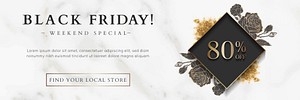 Black Friday 80% off sale sign on marble background vector
