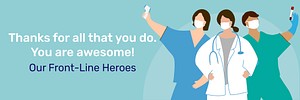 Thank you front line heroes during coronavirus pandemic social template vector