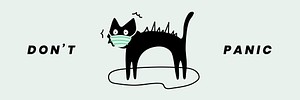 Don&#39;t panic black cat social template vector