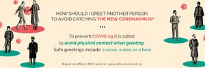 How to greet another person to avoid catching the new coronavirus social banner template illustration