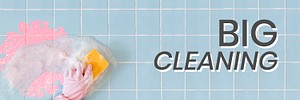 Big cleaning during coronavirus pandemic banner mockup