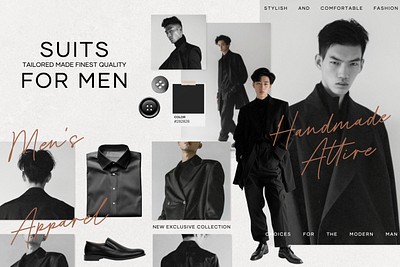 Fashion men&#39;s suits mood board mockup, customizable design