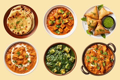 Traditional Indian food element set, editable design element