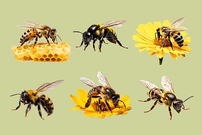 Editable honey bee design element set