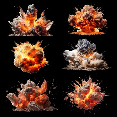 Editable fire explosion effect design element set