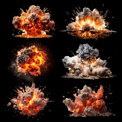 Editable fire explosion effect design element set