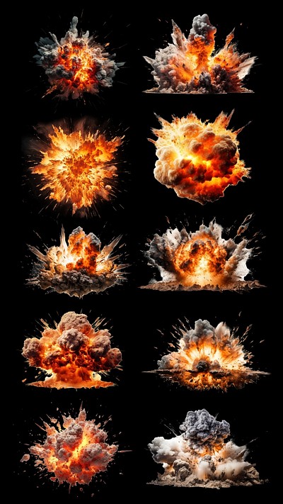 Editable fire explosion effect design element set