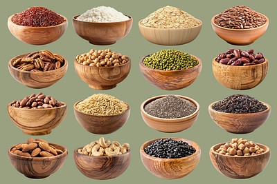 Editable healthy grain and rice design element set